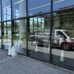 Completed storefront glass after installation