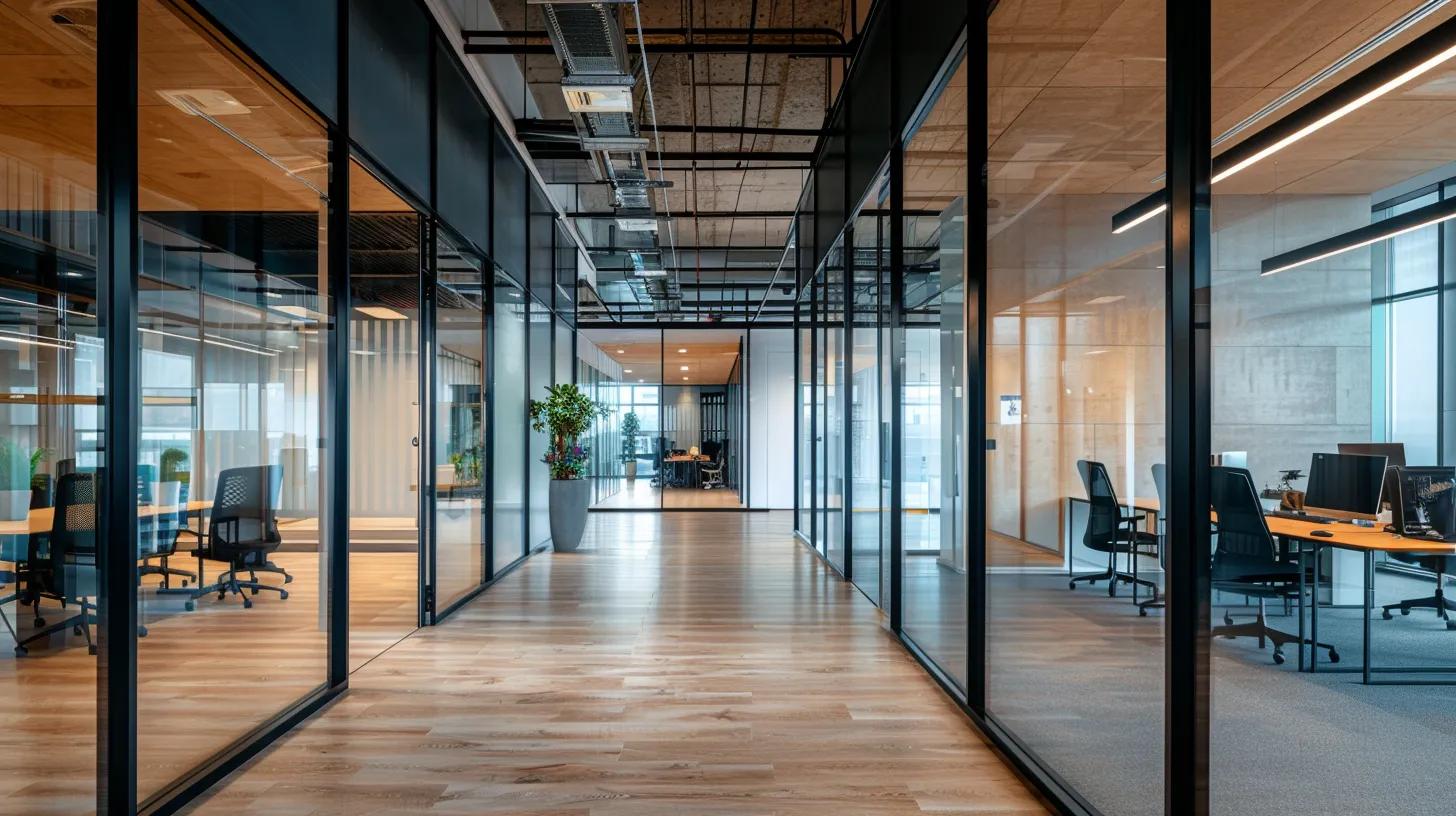 commercial glass partition in office