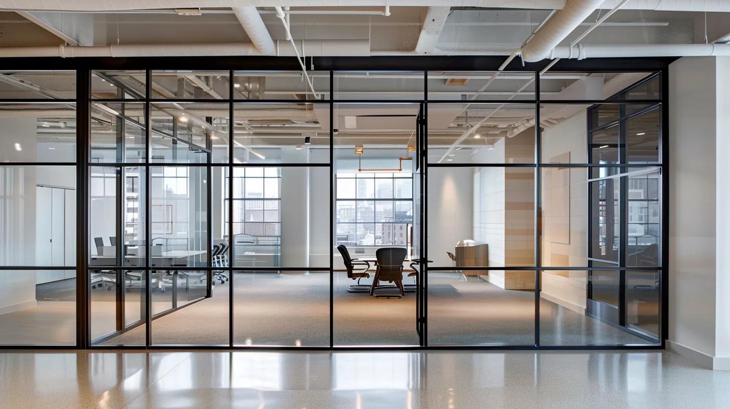 Aluminum, Glass, and Hollow Metal Doors Amplify Glass Partitions