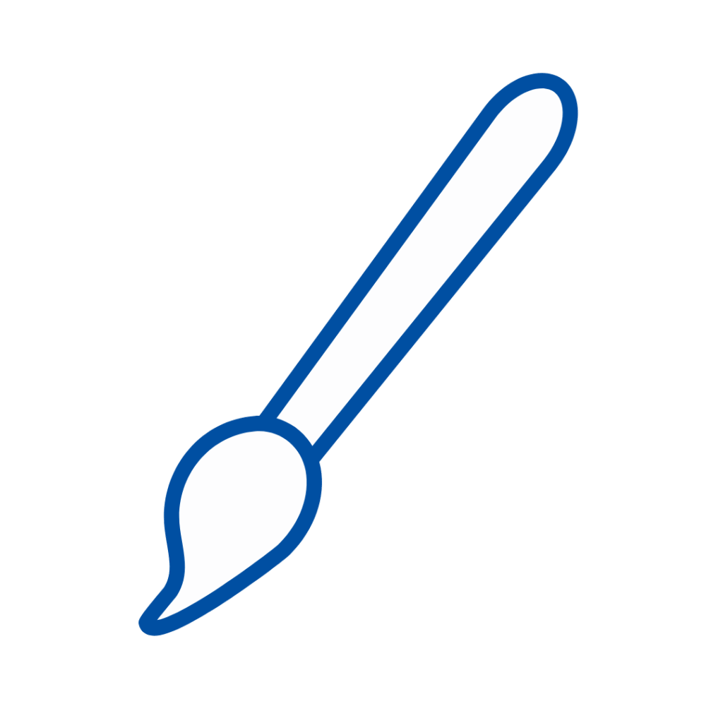 Custom Mirror design icon, white paint brush with blue outline on gray background. | American Glass and Door