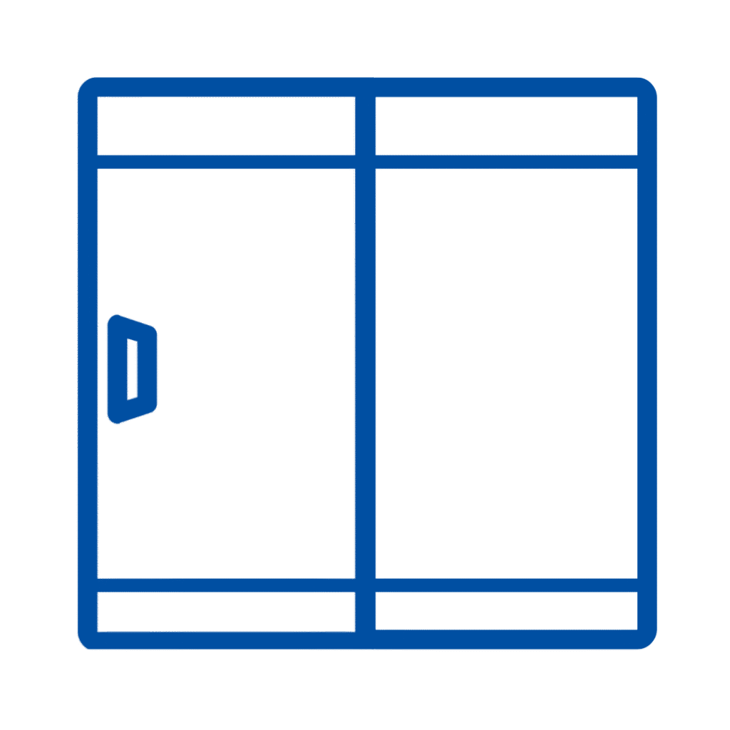 Interior office door design featuring a sleek, modern frame, emphasizing visibility and functionality for professional spaces.