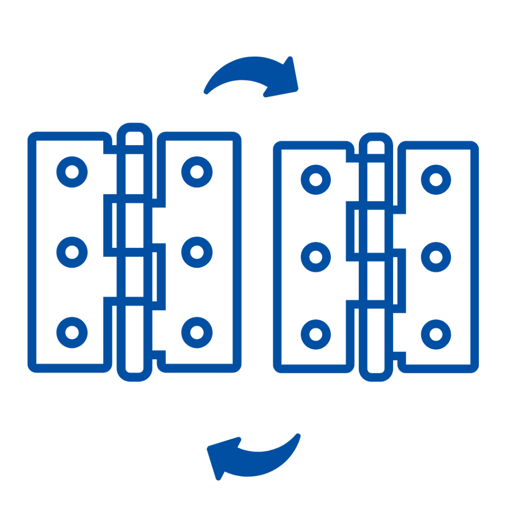 Diagram illustrating commercial door hinge replacement options with arrows indicating movement | American Glass and Door